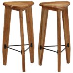 Tabourets de bar lot de 2 bois d'acacia massif – Image 8