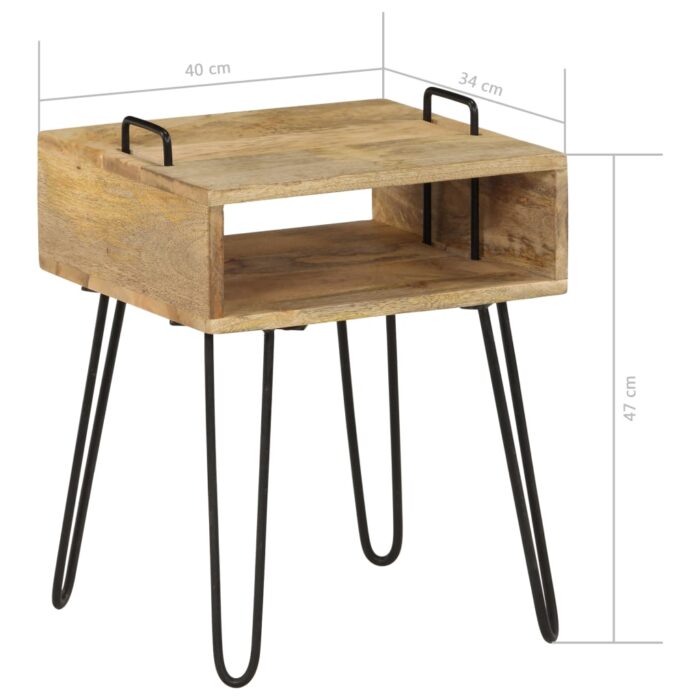 Table de chevet Bois de manguier massif 40 x 34 x 47 cm – Image 10