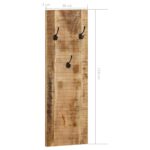 Porte-manteau mural 2 pcs Bois de manguier massif 36x110x3 cm – Image 11