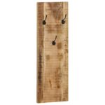 Porte-manteau mural 2 pcs Bois de manguier massif 36x110x3 cm – Image 3