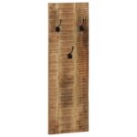 Porte-manteau mural 2 pcs Bois de manguier massif 36x110x3 cm – Image 7