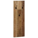 Porte-manteau mural 2 pcs Bois de manguier massif 36x110x3 cm – Image 8