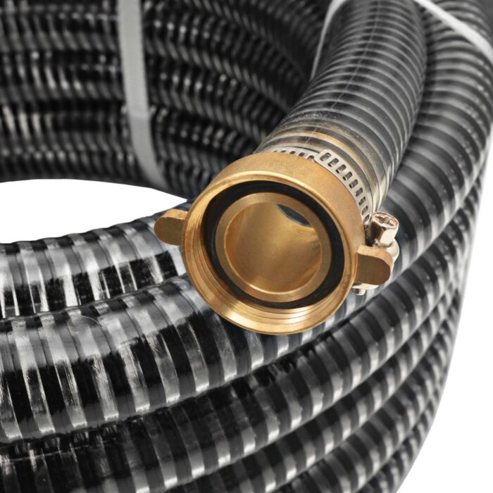Tuyau d'aspiration avec raccords en laiton 7 m 25 mm Noir – Image 2