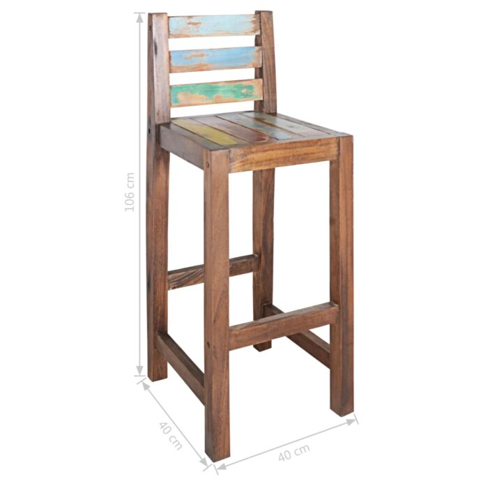Tabourets de bar lot de 2 bois massif de récupération – Image 10