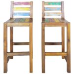 Tabourets de bar lot de 2 bois massif de récupération – Image 2