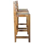 Tabourets de bar lot de 2 bois massif de récupération – Image 3