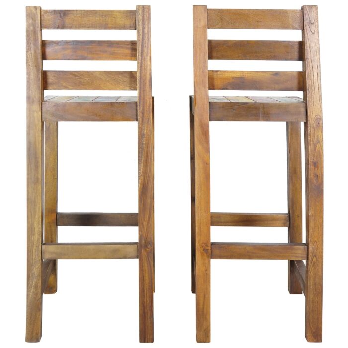 Tabourets de bar lot de 2 bois massif de récupération – Image 4