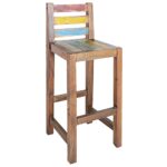 Tabourets de bar lot de 2 bois massif de récupération – Image 5