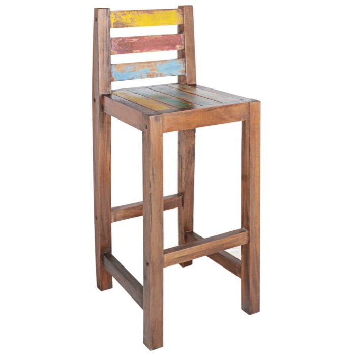 Tabourets de bar lot de 2 bois massif de récupération – Image 6