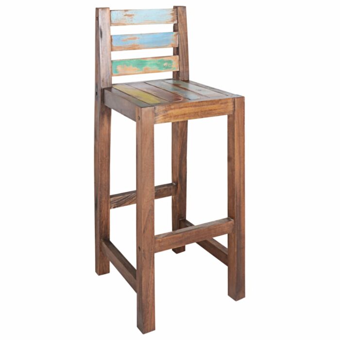 Tabourets de bar lot de 2 bois massif de récupération – Image 8