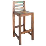 Tabourets de bar lot de 2 bois massif de récupération – Image 9