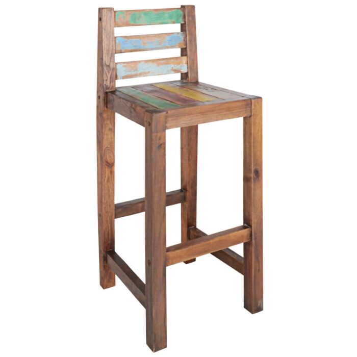 Tabourets de bar lot de 2 bois massif de récupération – Image 9