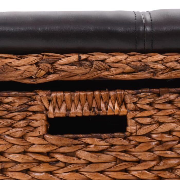Banc avec 2 paniers Jacinthe d'eau 71 x 40 x 42 cm Marron – Image 5