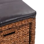 Banc avec 2 paniers Jacinthe d'eau 71 x 40 x 42 cm Marron – Image 6