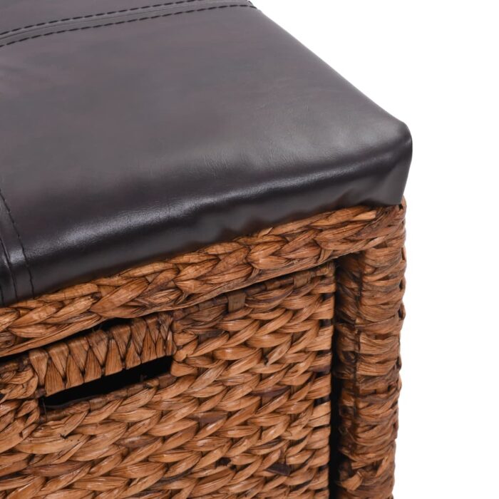 Banc avec 2 paniers Jacinthe d'eau 71 x 40 x 42 cm Marron – Image 6