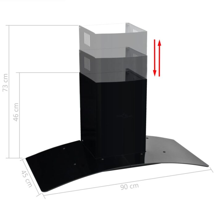 Hotte murale Acier inoxydable 756 m³/h 90 cm Noir – Image 5
