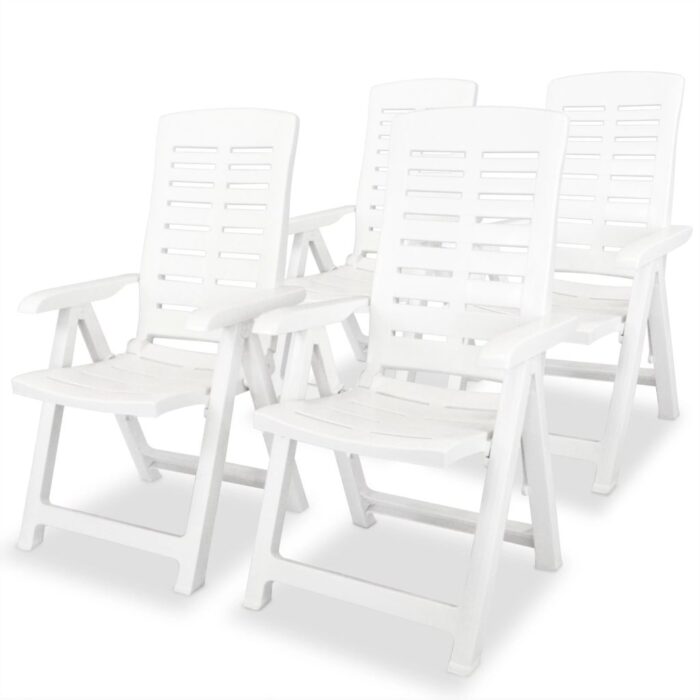 Chaises inclinables de jardin lot de 4 Plastique Blanc – Image 1