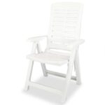 Chaises inclinables de jardin lot de 4 Plastique Blanc – Image 2