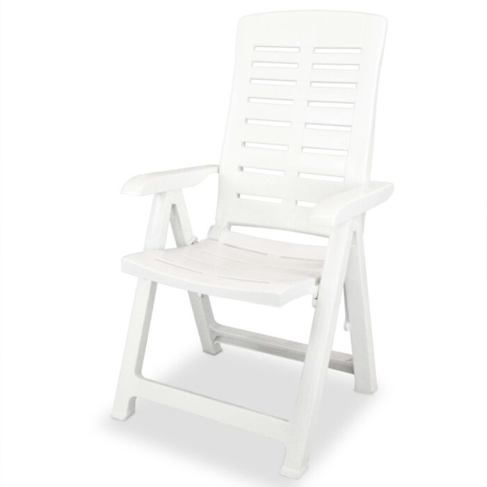 Chaises inclinables de jardin lot de 4 Plastique Blanc – Image 2