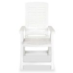 Chaises inclinables de jardin lot de 4 Plastique Blanc – Image 3