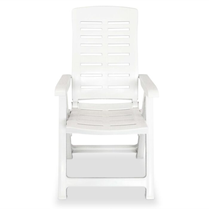 Chaises inclinables de jardin lot de 4 Plastique Blanc – Image 3