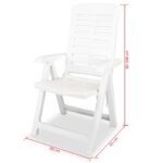 Chaises inclinables de jardin lot de 4 Plastique Blanc – Image 7