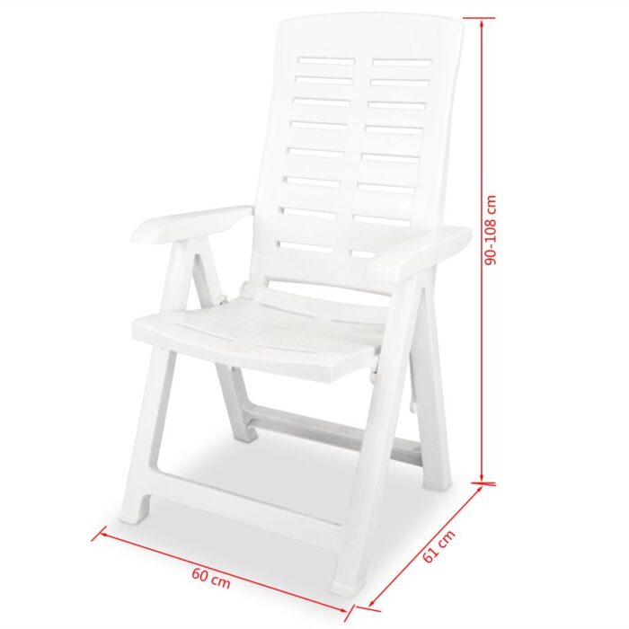 Chaises inclinables de jardin lot de 4 Plastique Blanc – Image 7