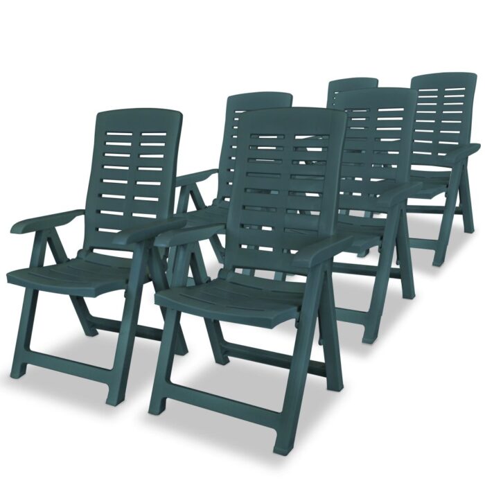 Chaises inclinables de jardin lot de 6 Plastique Vert – Image 1