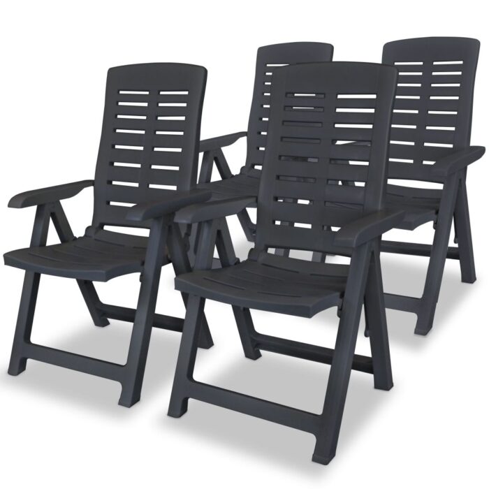 Chaises inclinables de jardin lot de 4 Plastique Anthracite – Image 1