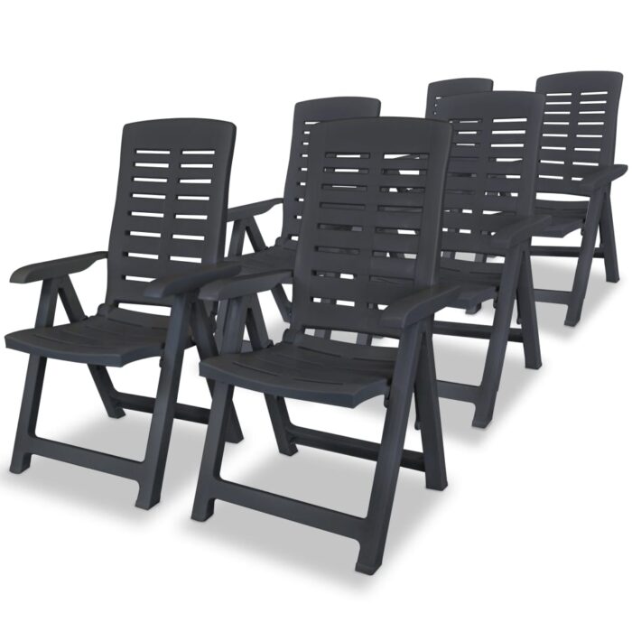 Chaises inclinables de jardin lot de 6 Plastique Anthracite – Image 1