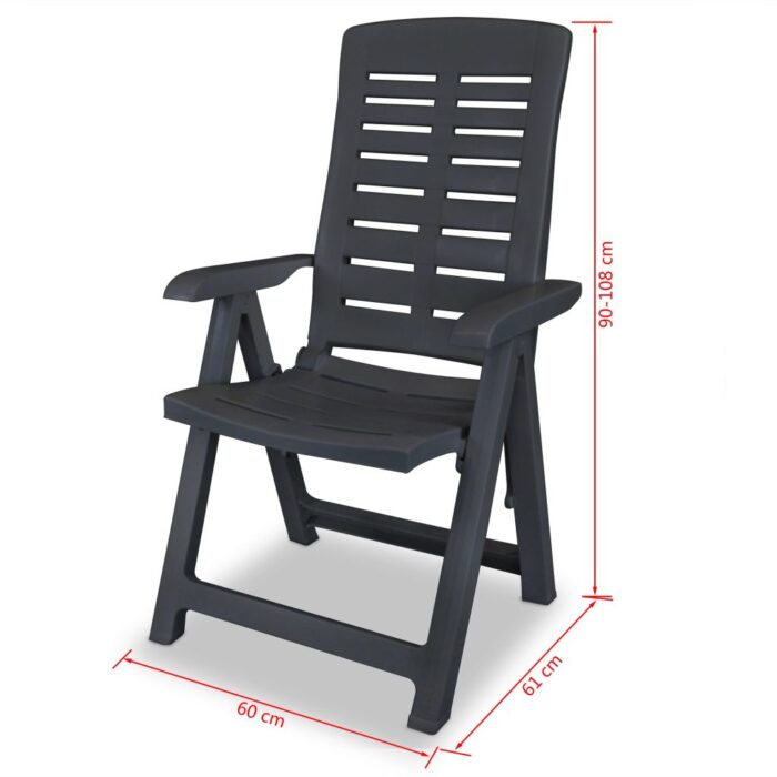 Chaises inclinables de jardin lot de 6 Plastique Anthracite – Image 7