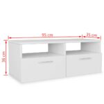 Meubles TV 2 pcs Bois d’ingénierie 95x35x36 cm Blanc – Image 4