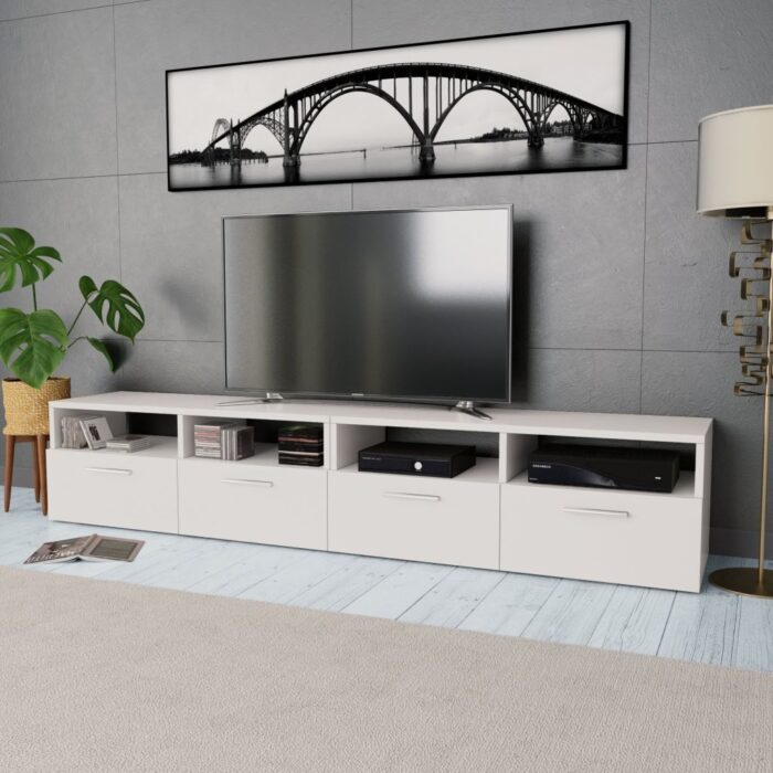 Meubles TV 2 pcs Bois d’ingénierie 95x35x36 cm Blanc – Image 1