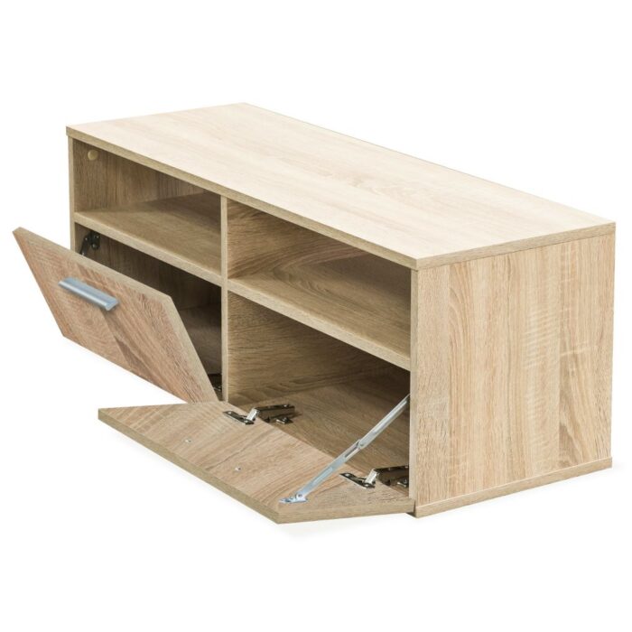 Meubles TV 2 pcs Bois d’ingénierie 95x35x36 cm Chêne – Image 2