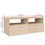 Meubles TV 2 pcs Bois d’ingénierie 95x35x36 cm Chêne – Image 4