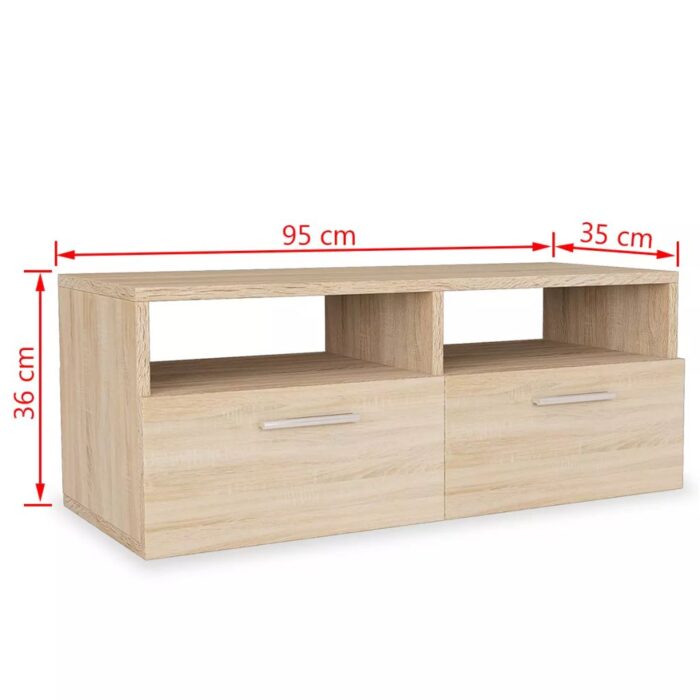 Meubles TV 2 pcs Bois d’ingénierie 95x35x36 cm Chêne – Image 4