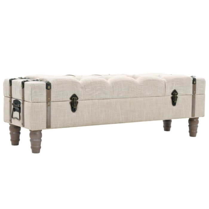 Banc de rangement Bois massif et acier 111x34x37 cm – Image 1