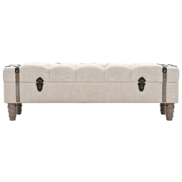 Banc de rangement Bois massif et acier 111x34x37 cm – Image 3