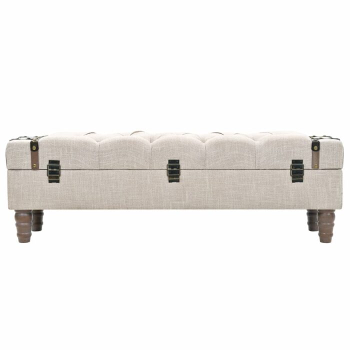 Banc de rangement Bois massif et acier 111x34x37 cm – Image 4