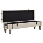 Banc de rangement Bois massif et acier 111x34x37 cm – Image 6