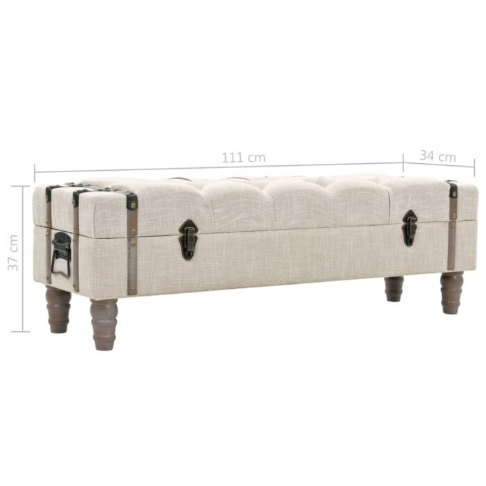 Banc de rangement Bois massif et acier 111x34x37 cm – Image 9