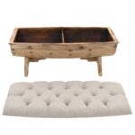 Banc de rangement Bois massif et tissu 103 x 51 x 44 cm – Image 3