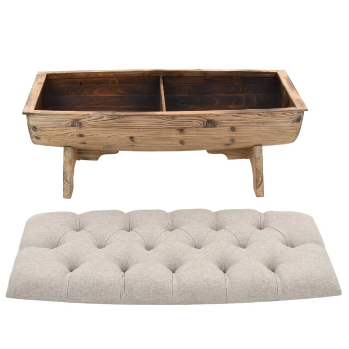 Banc de rangement Bois massif et tissu 103 x 51 x 44 cm – Image 3