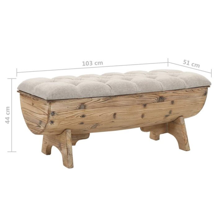 Banc de rangement Bois massif et tissu 103 x 51 x 44 cm – Image 7