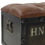 Banc de rangement Bois massif et similicuir 80,5x41x50 cm – Image 7