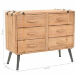Armoire à tiroirs bois de sapin massif 91x35x73 cm – Image 9