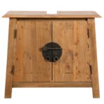 Meuble-lavabo de salle de bains pin massif 70x32x63 cm – Image 2