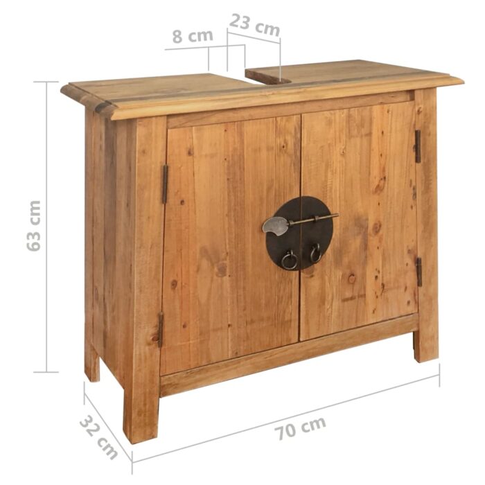 Meuble-lavabo de salle de bains pin massif 70x32x63 cm – Image 8