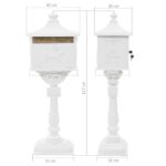 Boîte aux lettres sur pied Aluminium Vintage Antirouille Blanc – Image 11
