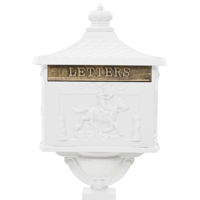 Boîte aux lettres sur pied Aluminium Vintage Antirouille Blanc – Image 2